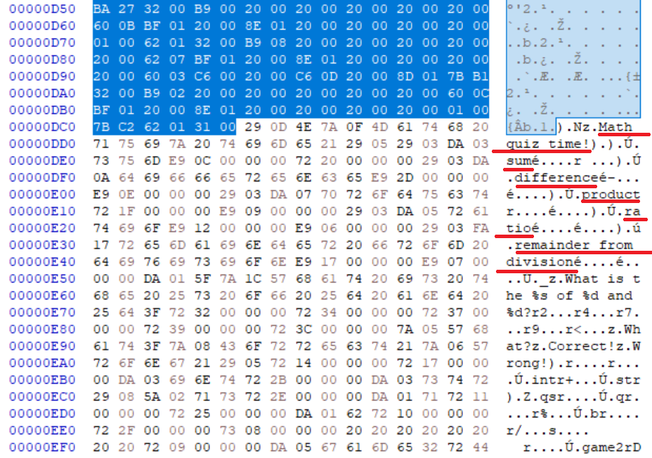 Some strings that suggest math operations